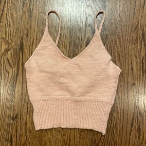 DEBUT cotton knit cropped top pink size small